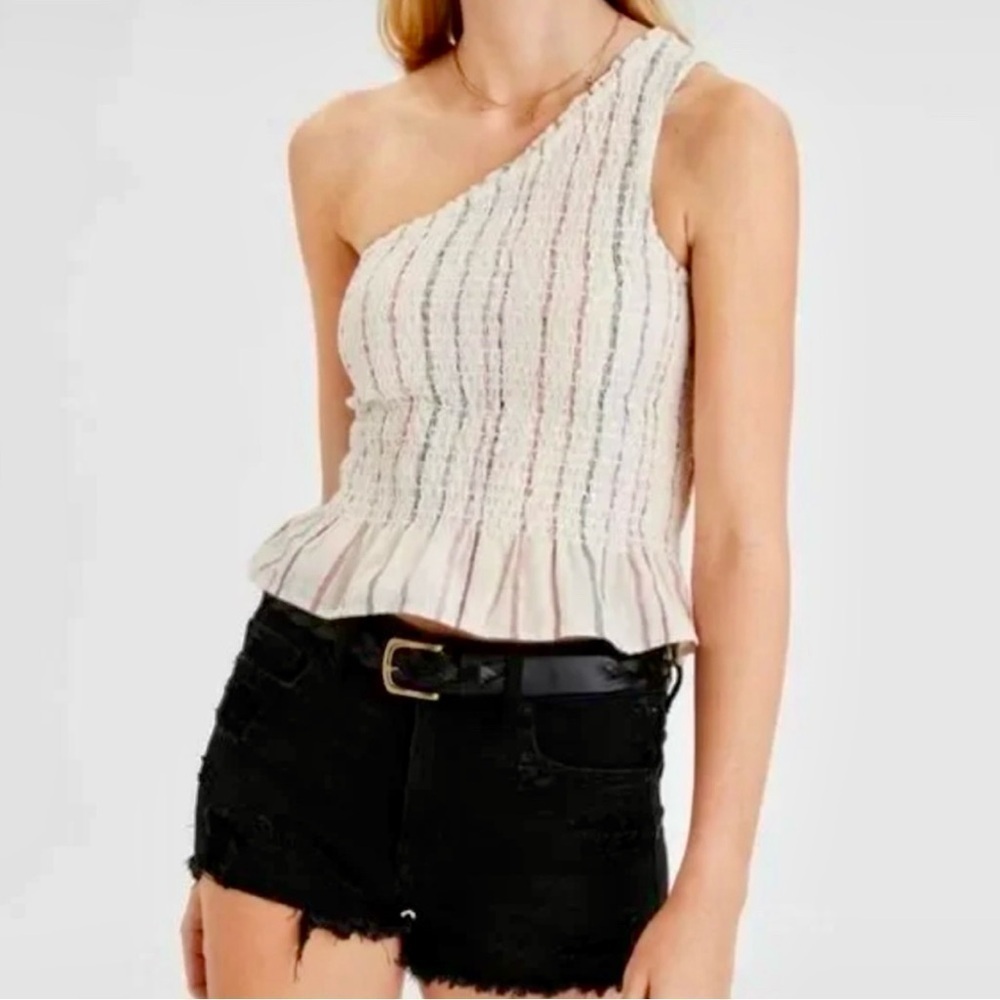 American Eagle Smocked One Shoulder Top In Earthy Tones Boho Summer Trendy
Sz S